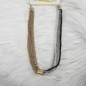 GOLD Beaded Chain Necklace - A NEW DAY Women's Fashion Beaded Chain Necklace